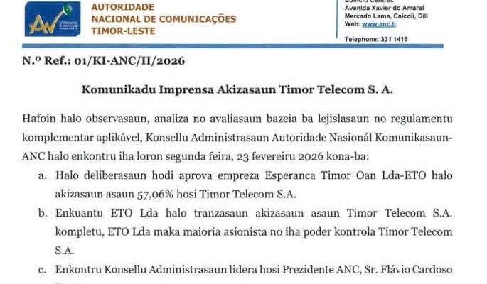 ANC setujui akuisisi 57,06% saham ETO di Timor Telecom S.A